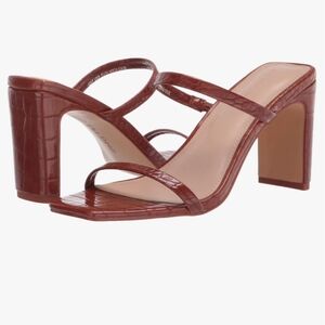 The Drop Avery Square Toe Two Strap Heeled Brown Sadal NWOB Size 9